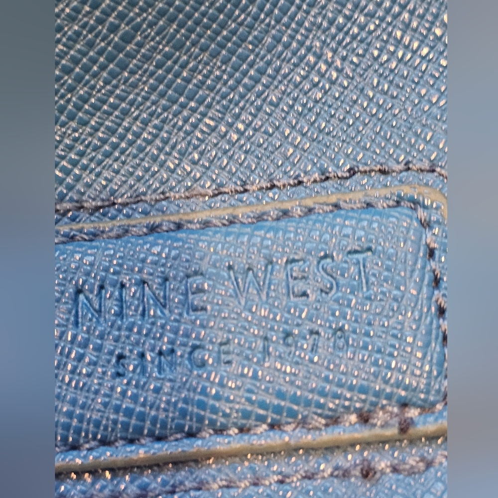 Nine West Blue Textured Shoulder Bag | Double Zip Pocket Tote - Picture 4 of 7